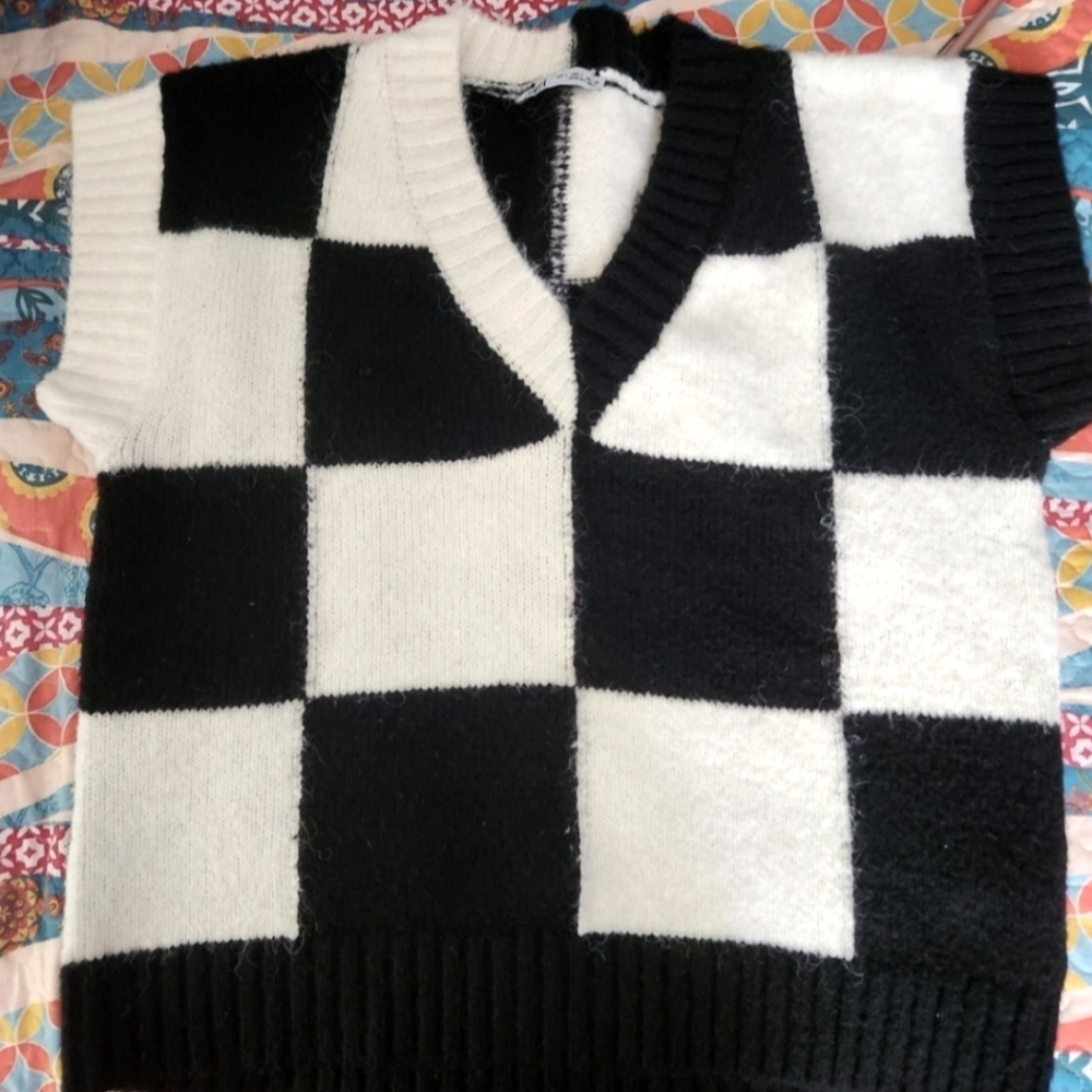 Wensday's Zara checkered sweater vest